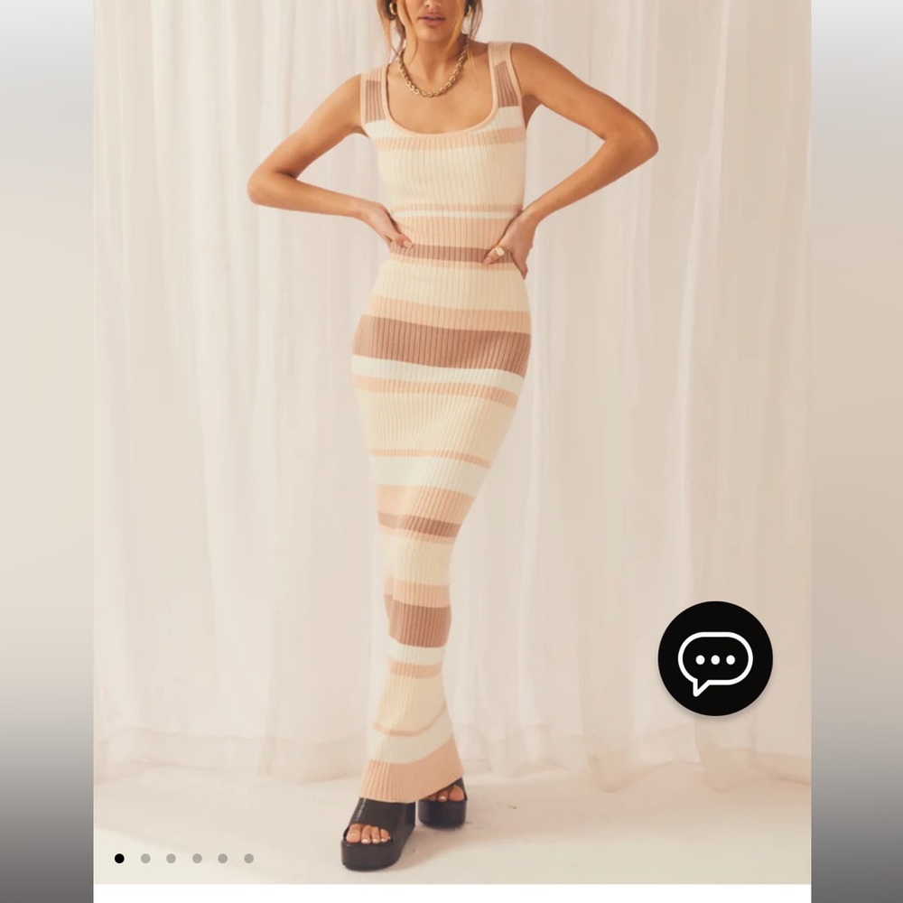 NWT Peppermayo Ray Stripe Knit Maxi Dress—Natural